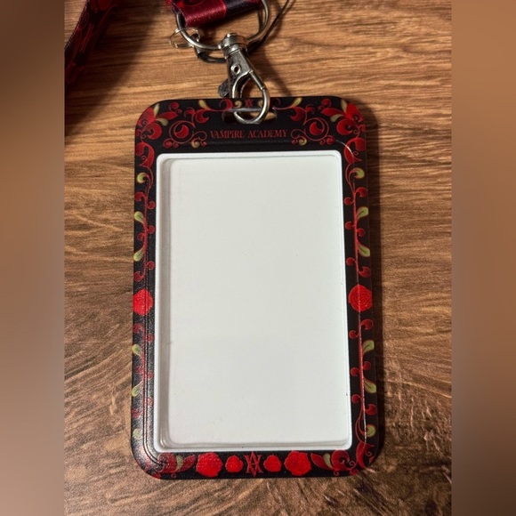 Stylish Red and Black Vampire Academy Lanyard with Card Holder - Picture 4 of 4